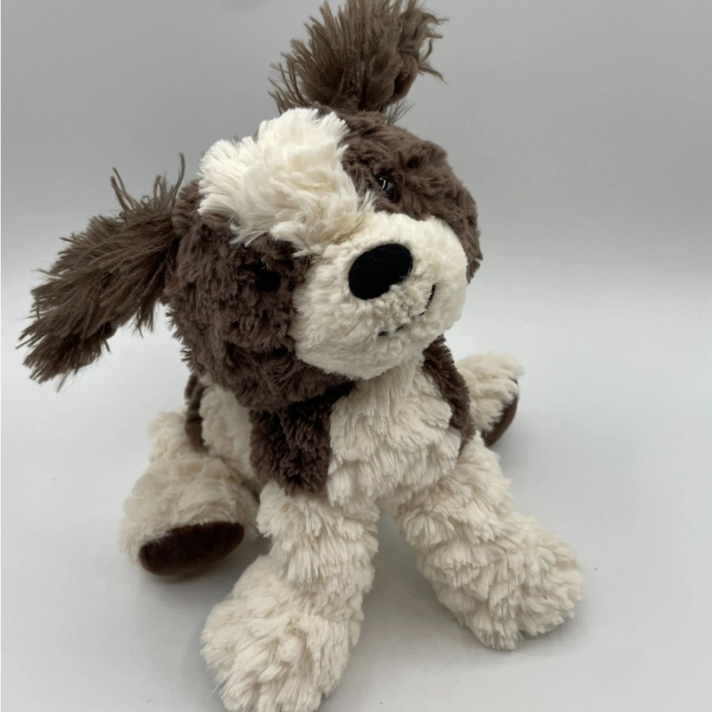 Mary Meyer Spunky Puppy Dog Plush White Cream Brown 13” Stuffed Animal Furry